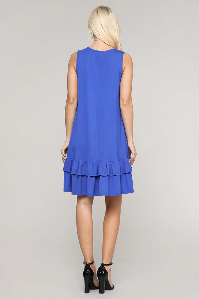 Flirt with a Twirl Sleeveless Ruffle Dress with Pockets