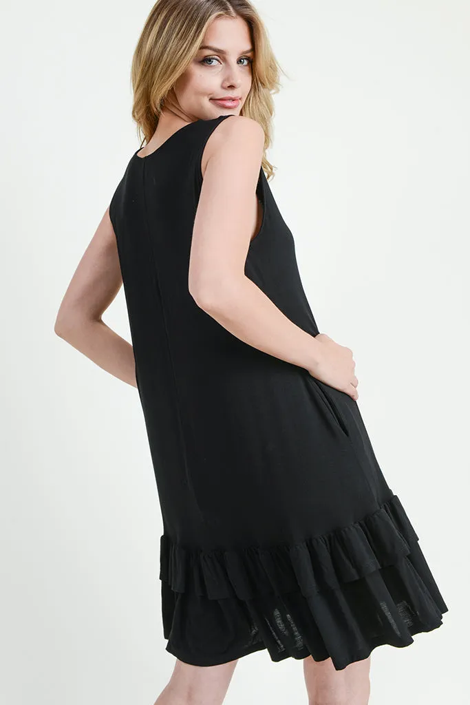 Flirt with a Twirl Sleeveless Ruffle Dress with Pockets