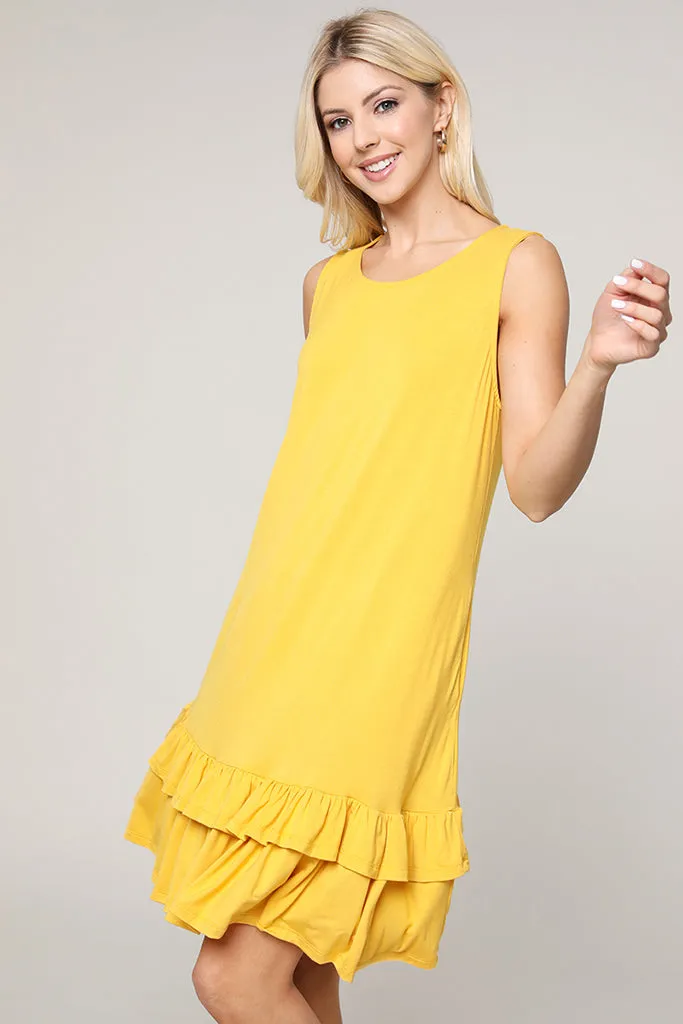 Flirt with a Twirl Sleeveless Ruffle Dress with Pockets
