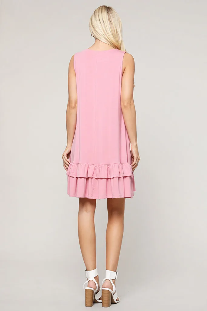 Flirt with a Twirl Sleeveless Ruffle Dress with Pockets