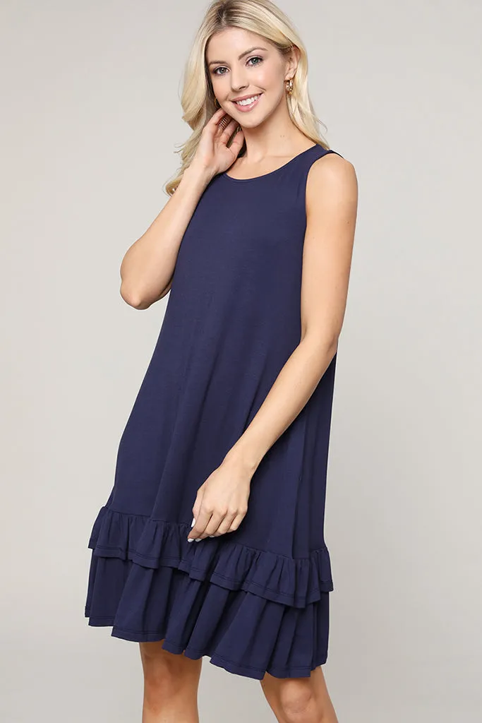 Flirt with a Twirl Sleeveless Ruffle Dress with Pockets