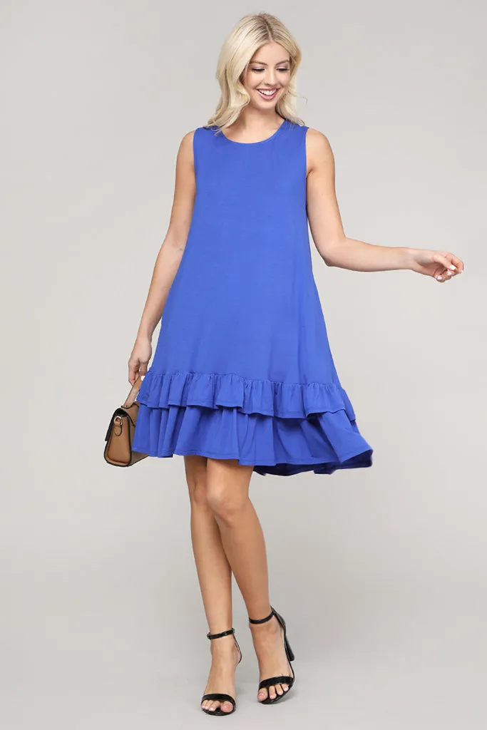 Flirt with a Twirl Sleeveless Ruffle Dress with Pockets