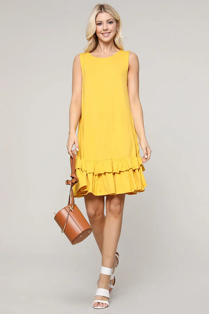 Flirt with a Twirl Sleeveless Ruffle Dress with Pockets