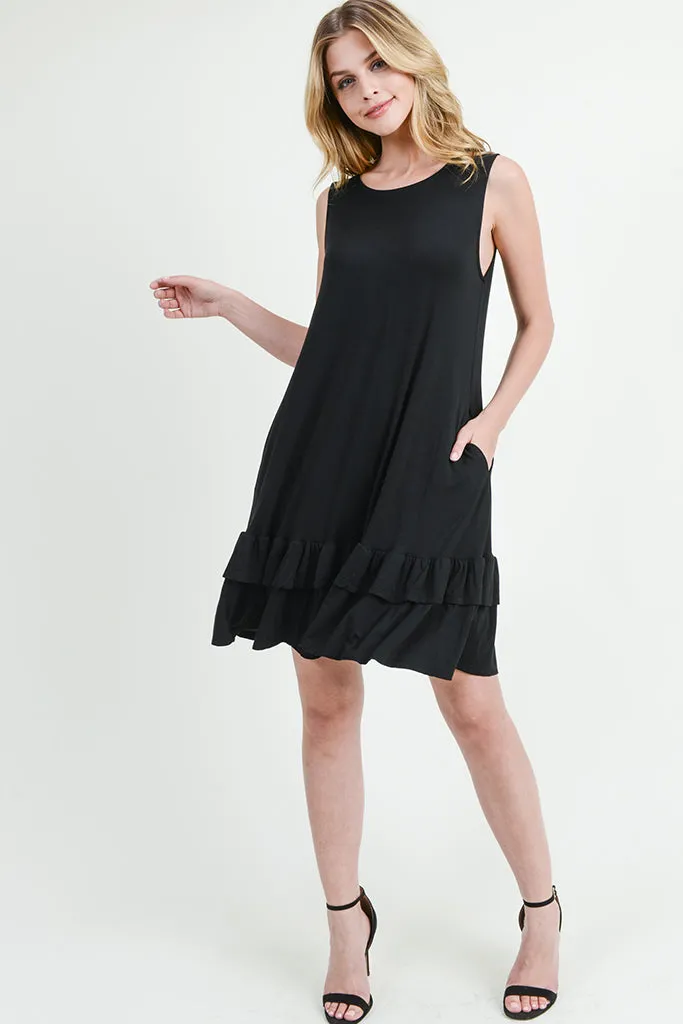 Flirt with a Twirl Sleeveless Ruffle Dress with Pockets