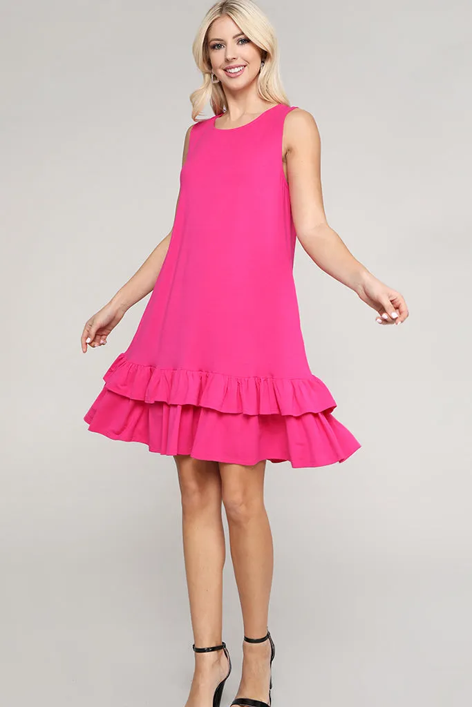 Flirt with a Twirl Sleeveless Ruffle Dress with Pockets