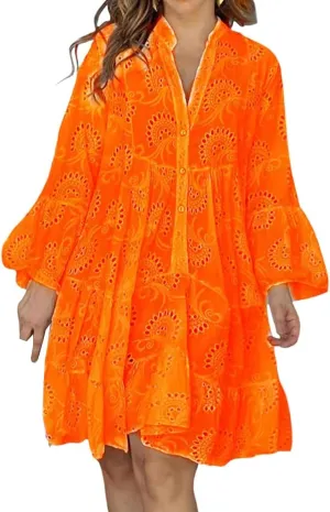 Floral Dress for Women Long Sleeve Summer Midi Dresses V Neck Boho Dresses Beach Vacation Flowy Sundress Lightweight