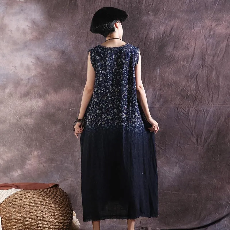 Floral Gradient Cotton and Linen Dress  | Zen