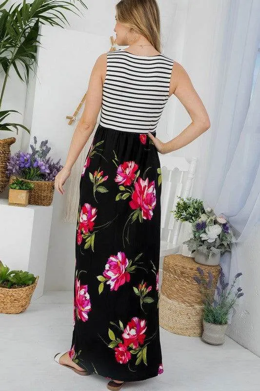 Floral Mix Tank Maxi Dress