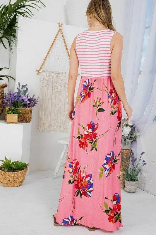 Floral Mix Tank Maxi Dress