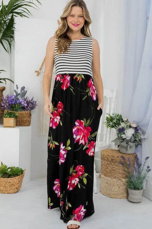 Floral Mix Tank Maxi Dress