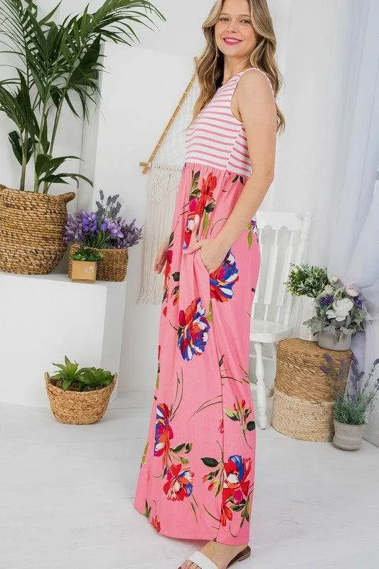 Floral Mix Tank Maxi Dress