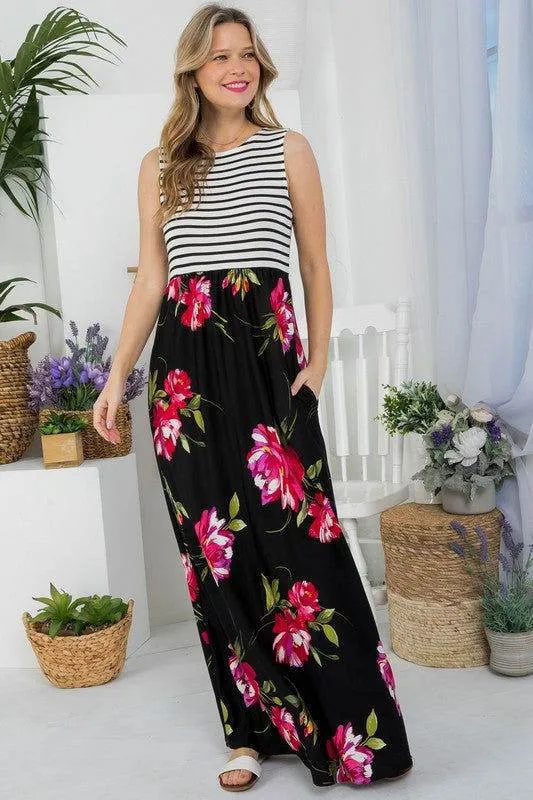 Floral Mix Tank Maxi Dress