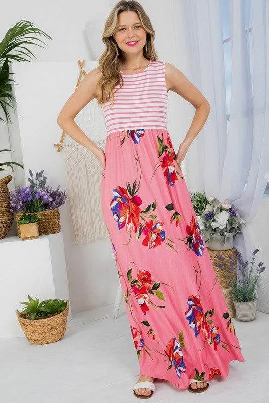 Floral Mix Tank Maxi Dress