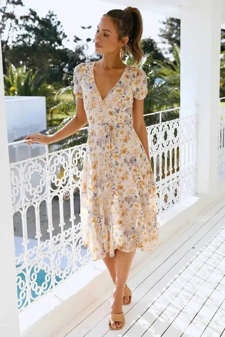 Floral V Neck Dress