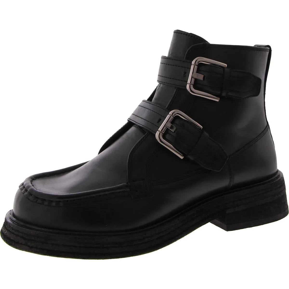 Free People Womens Isla Leather Buckle Motorcycle Boots