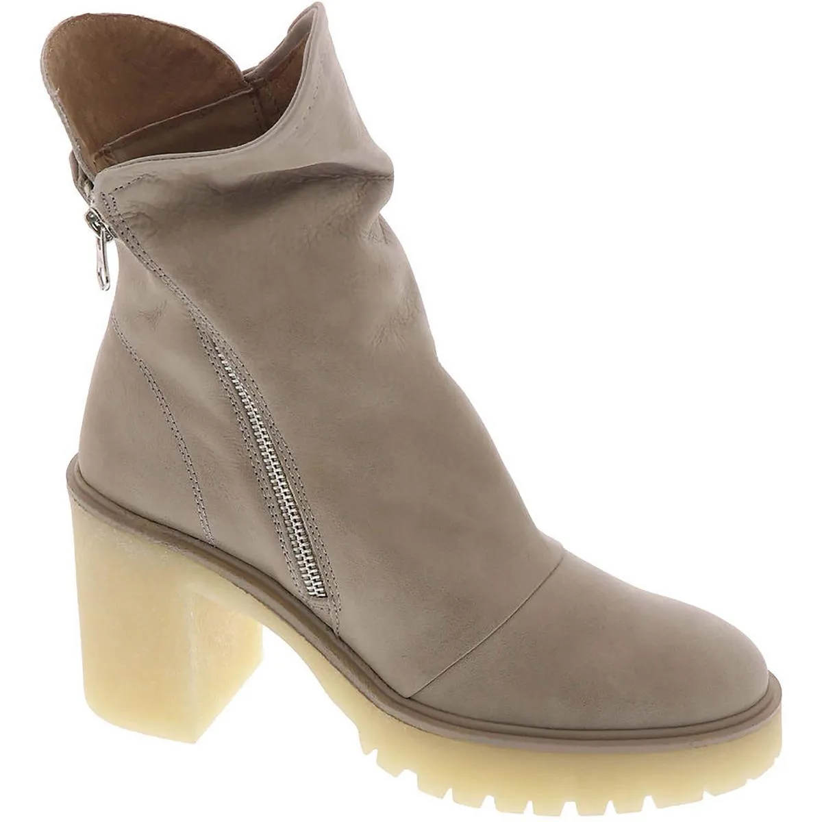 Free People Womens Jack Zip Leather Block Heel Ankle Boots