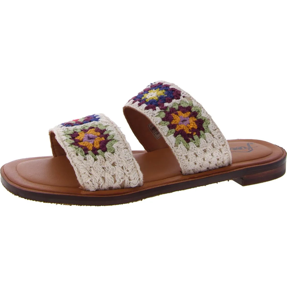 Free People Womens Juliet Crochet Slip On Slide Sandals