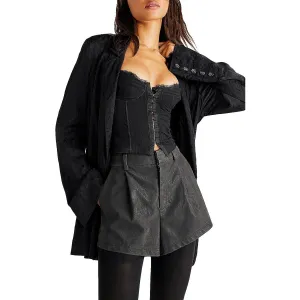 Free People Womens Roma Vegan Suede Pleated High-Waist Shorts