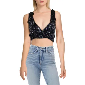 Free People Womens Sequin Sleeveless Cropped