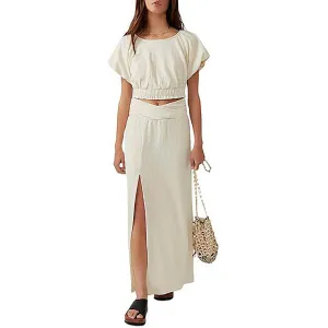 Free People Womens Short Sleeve Textured Blouse