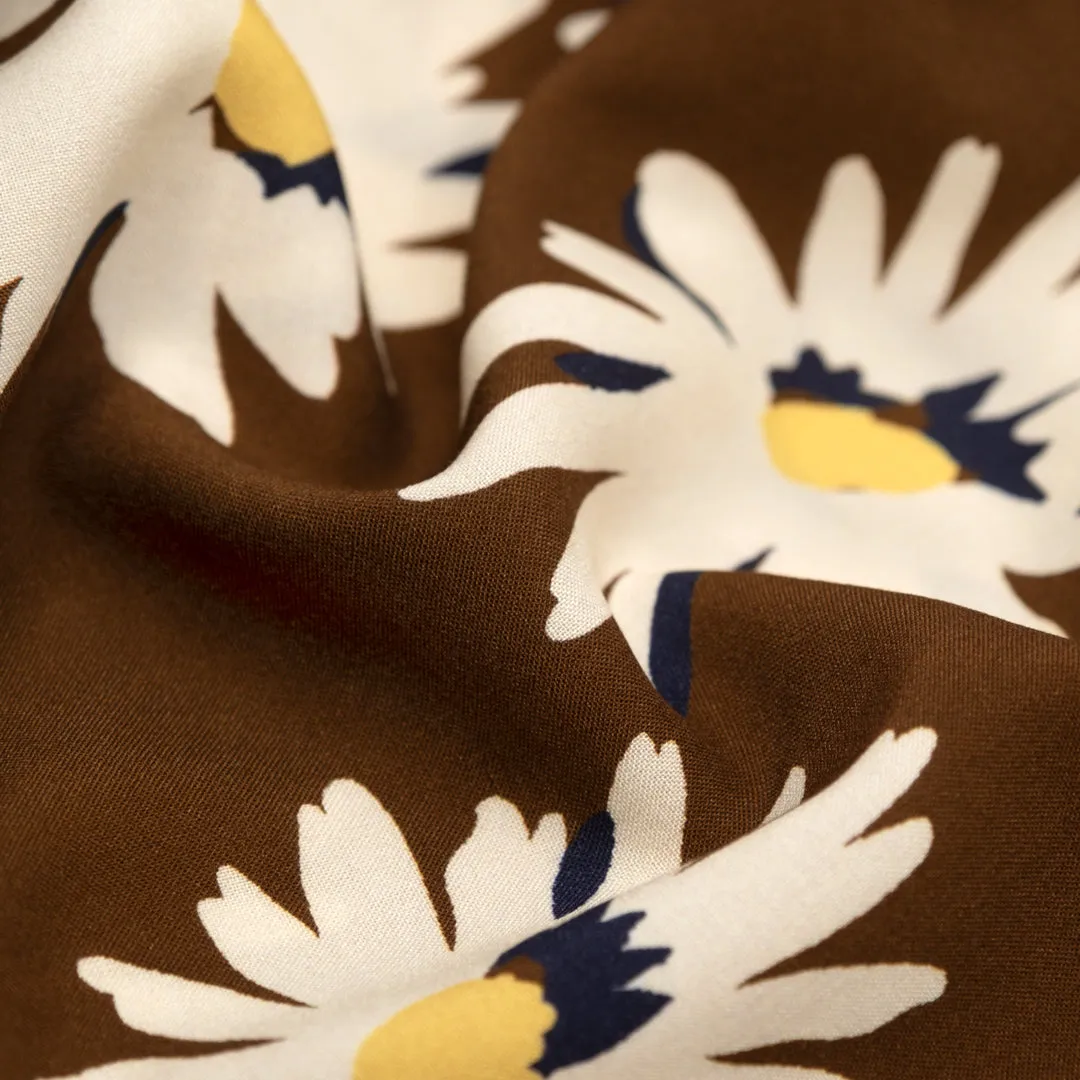 Freshly Cut Printed Viscose Challis - Nutshell/Ivory