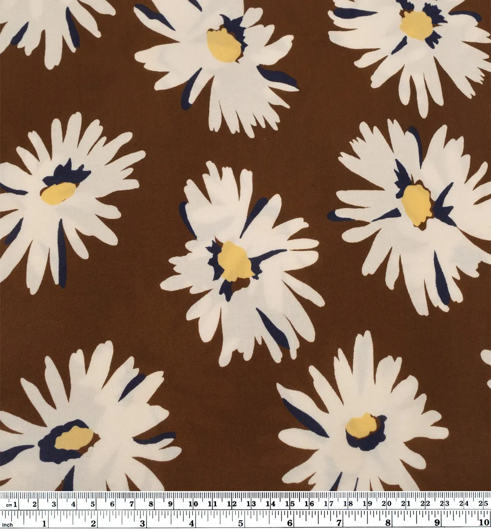 Freshly Cut Printed Viscose Challis - Nutshell/Ivory