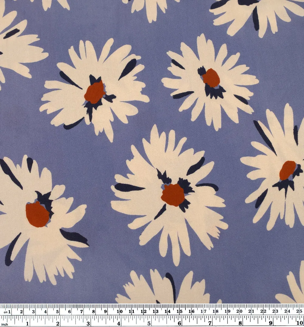 Freshly Cut Printed Viscose Challis - Periwinkle/Cream