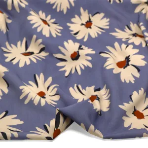 Freshly Cut Printed Viscose Challis - Periwinkle/Cream