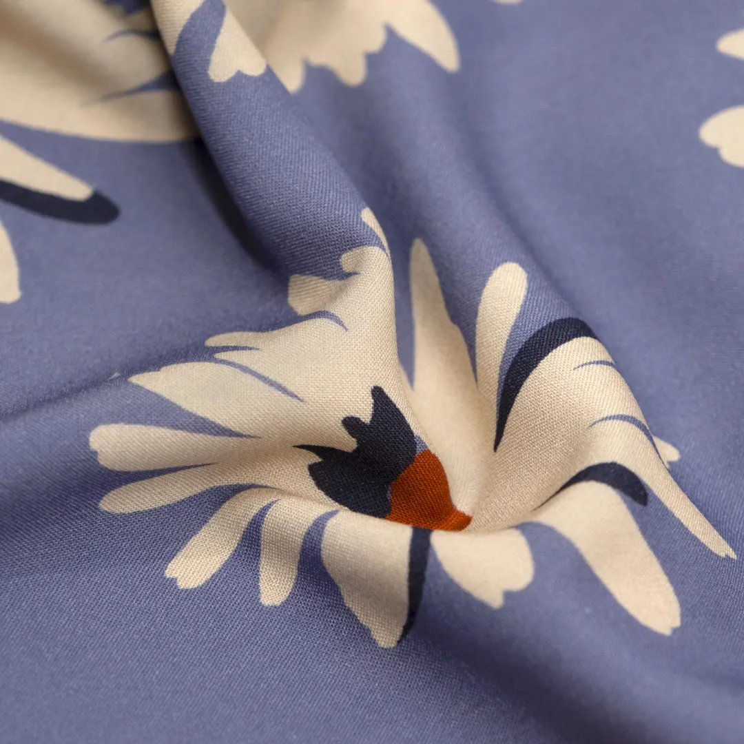 Freshly Cut Printed Viscose Challis - Periwinkle/Cream