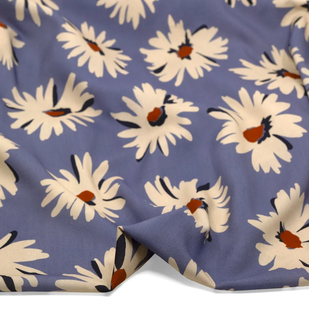 Freshly Cut Printed Viscose Challis - Periwinkle/Cream