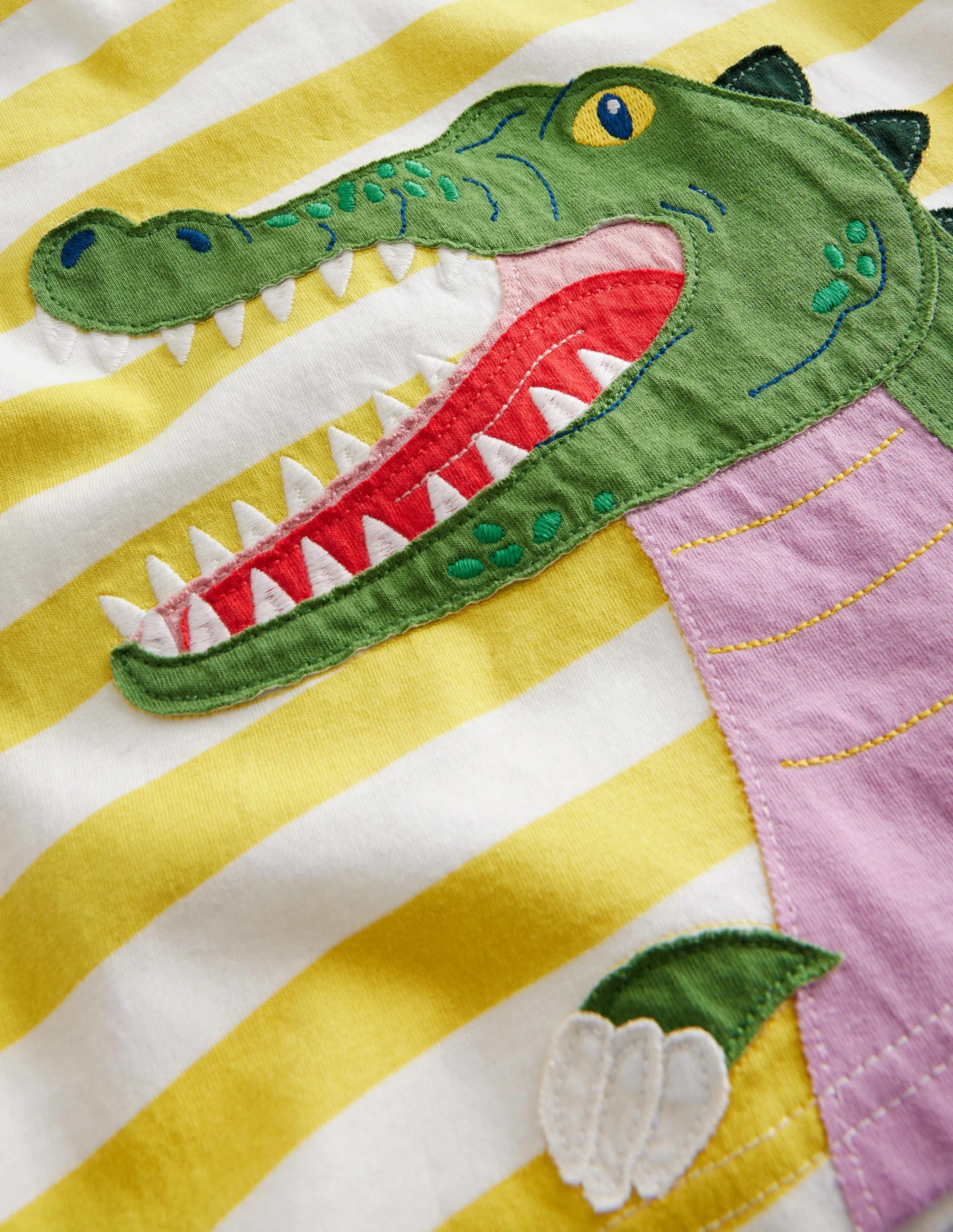 Front & Back Appliqué T-shirt-Green Crocodile