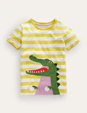 Front & Back Appliqué T-shirt-Green Crocodile