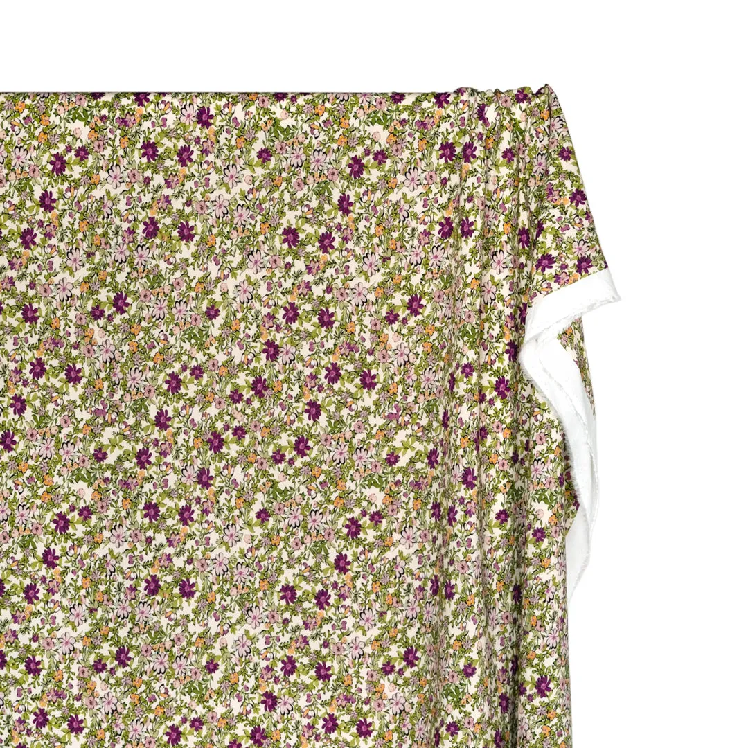 Garden Walk Printed Viscose Challis - Cream/Orchid