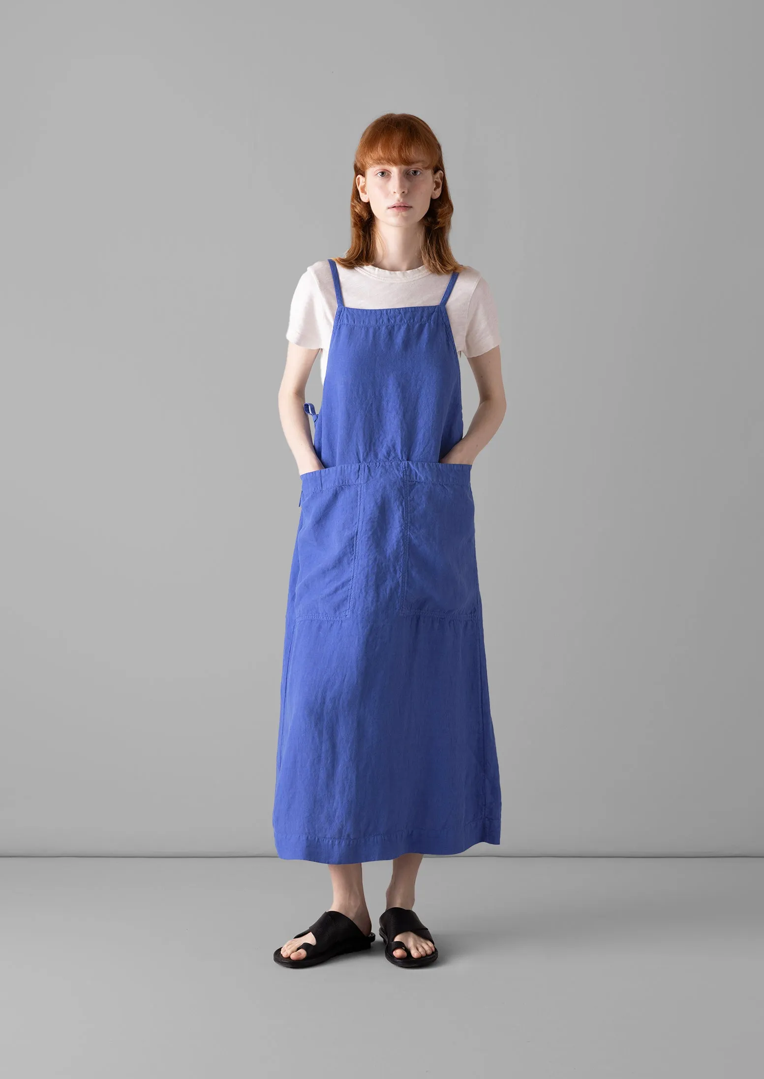 Garment Dyed Linen Apron Dress | Bilberry