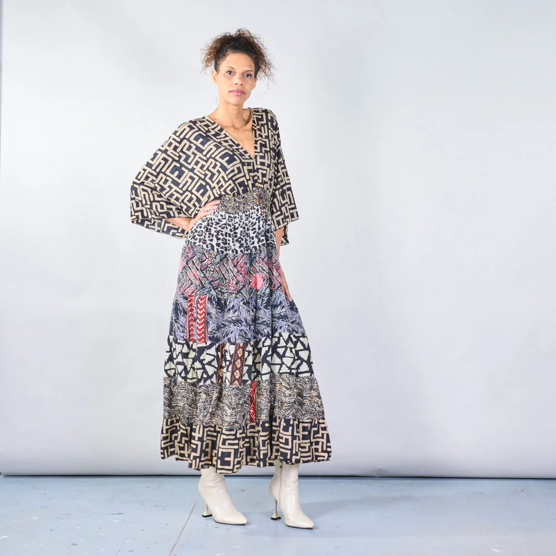 Geometric and animal print boho maxi dress wholesale