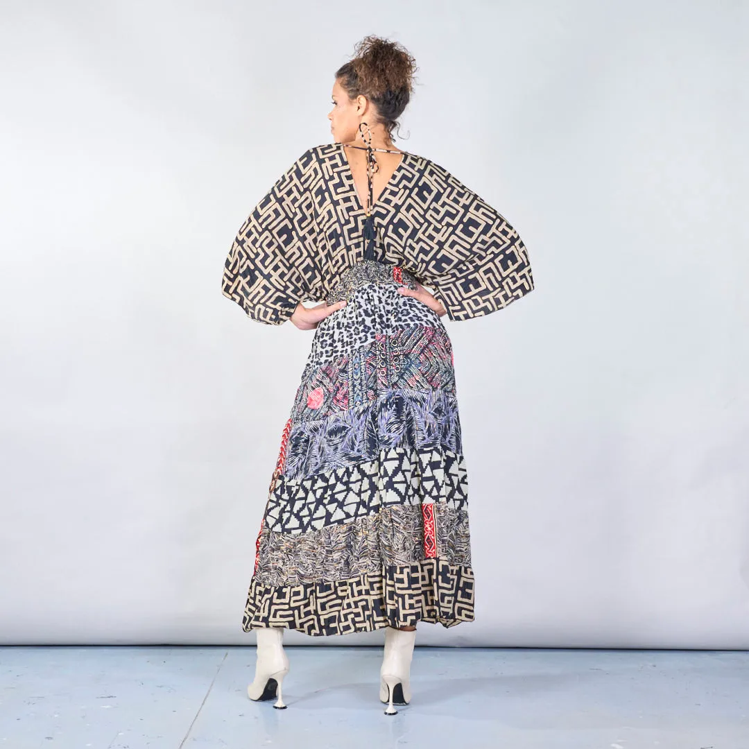 Geometric and animal print boho maxi dress wholesale