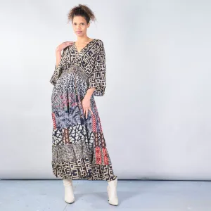Geometric and animal print boho maxi dress wholesale