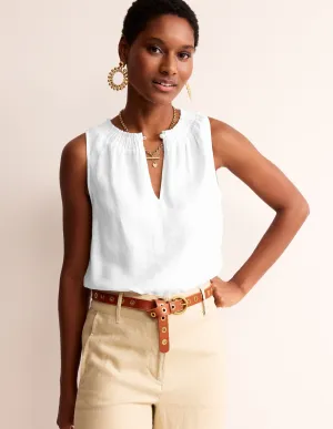 Georgia Linen Sleeveless Top-White