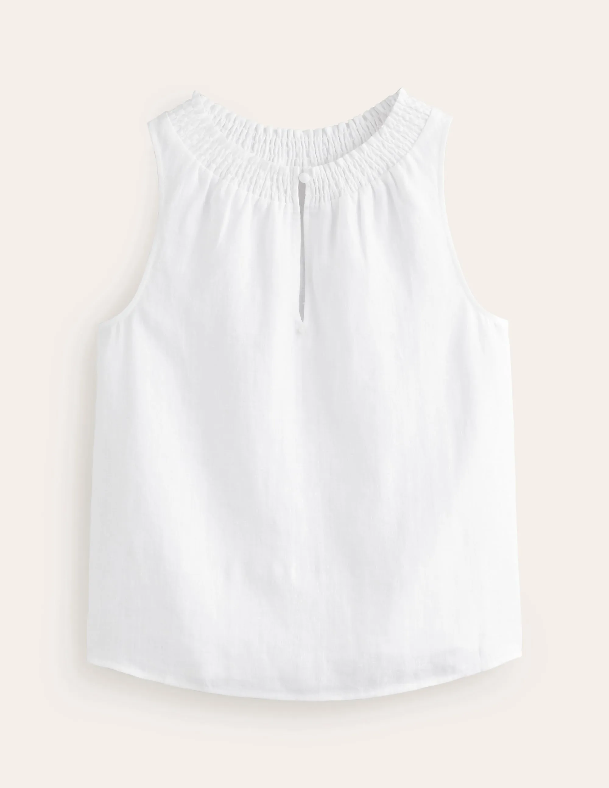 Georgia Linen Sleeveless Top-White