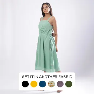 Green Cotton Muslin Strappy Circular Midi Dress