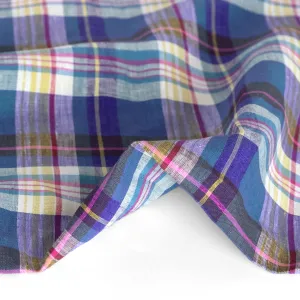 Harmony Check Yarn Dyed Linen - Blue