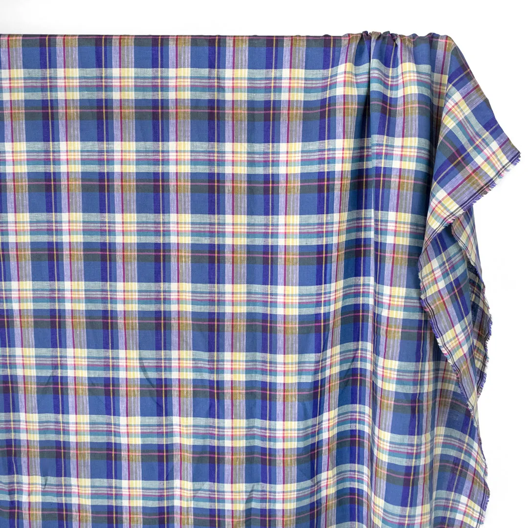 Harmony Check Yarn Dyed Linen - Blue