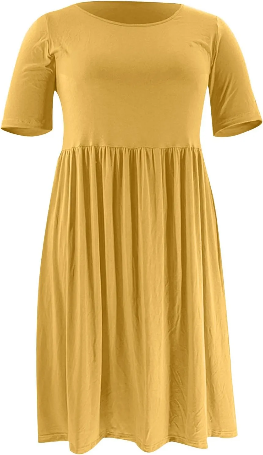 hlysgo Summer Mini Dress for Women Casual Loose Fit Short Sleeve Crew Neck Beach Dresses Trendy Ladies Short Tunic Dress
