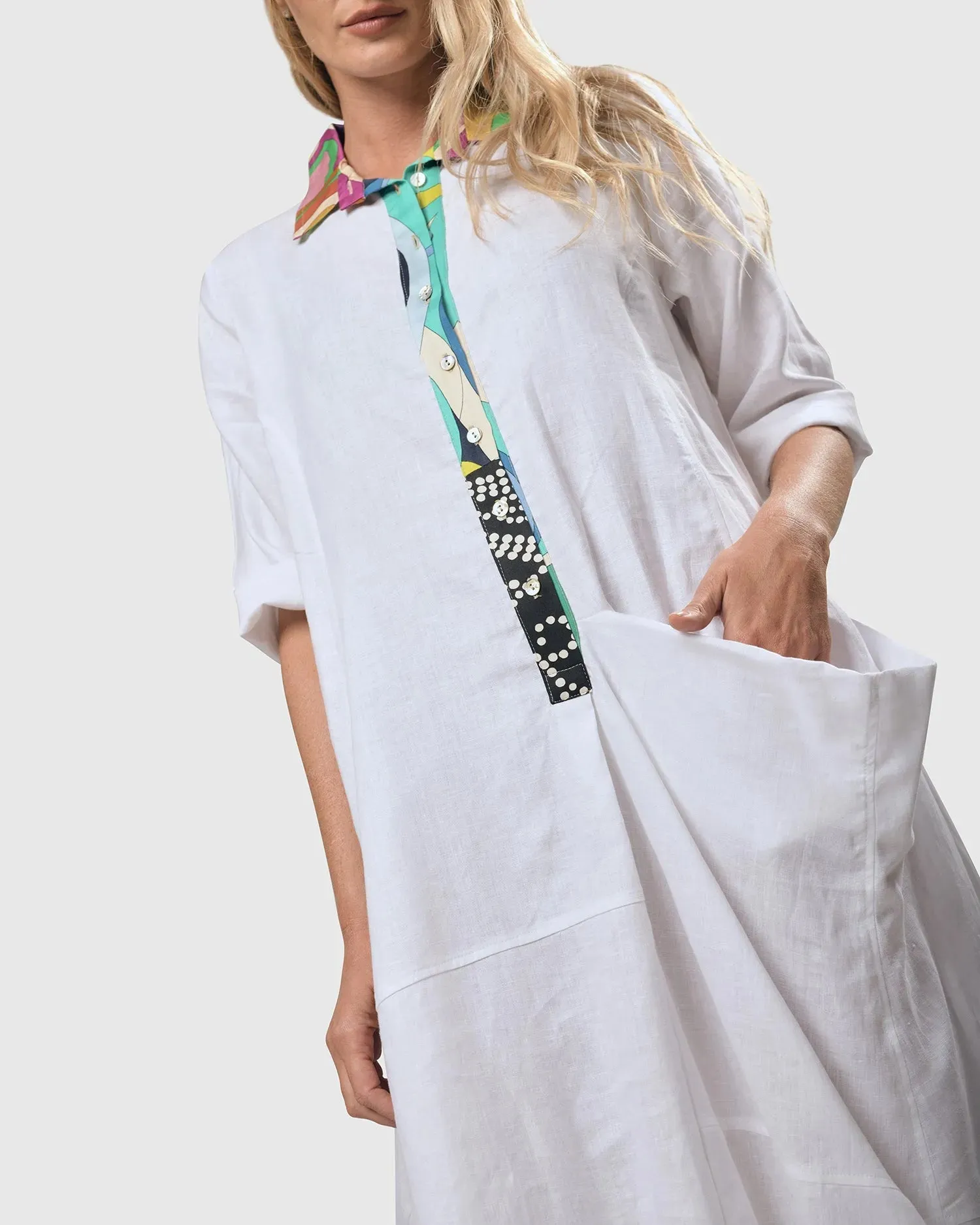 Island Linen Wonderful Dress, White