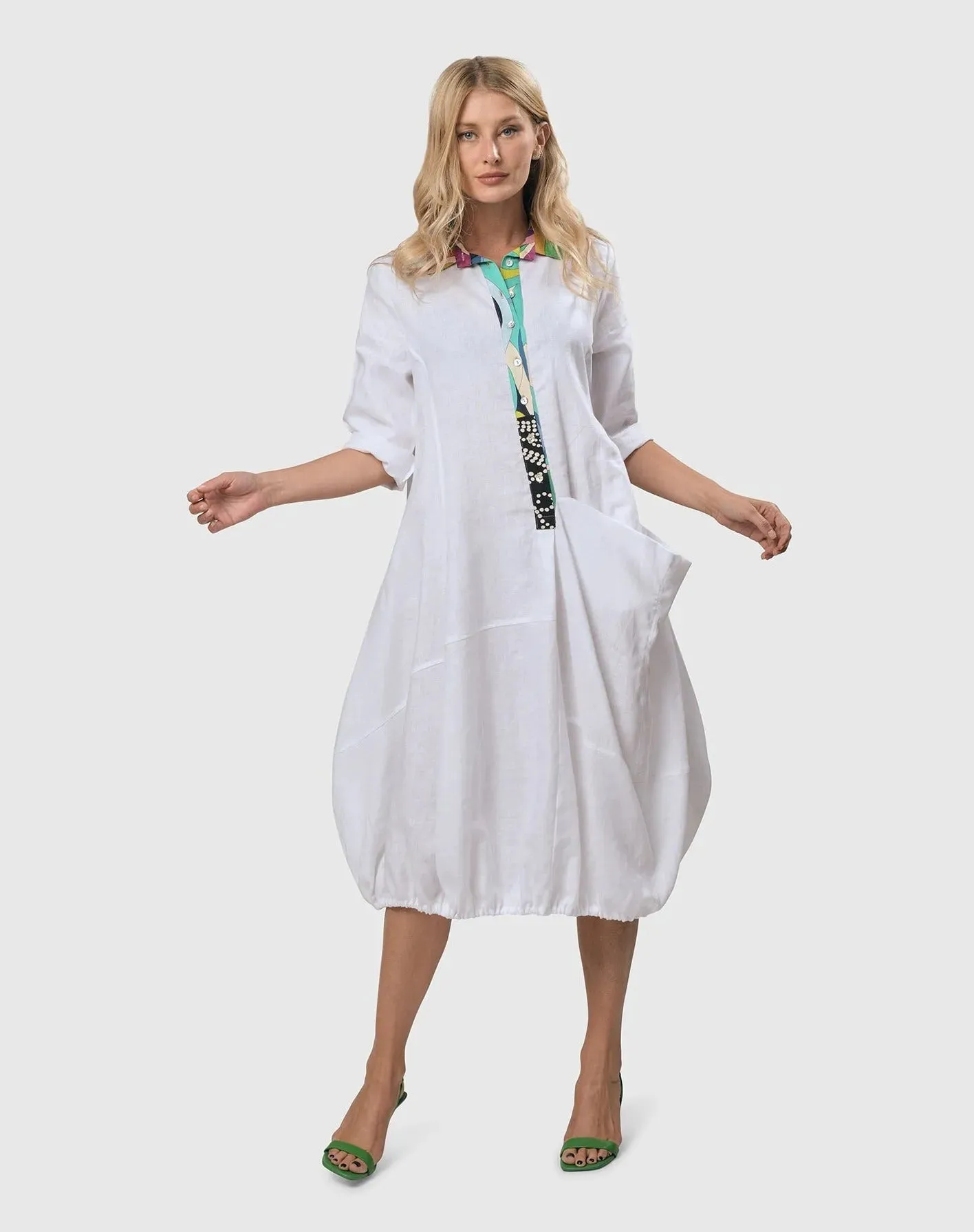 Island Linen Wonderful Dress, White