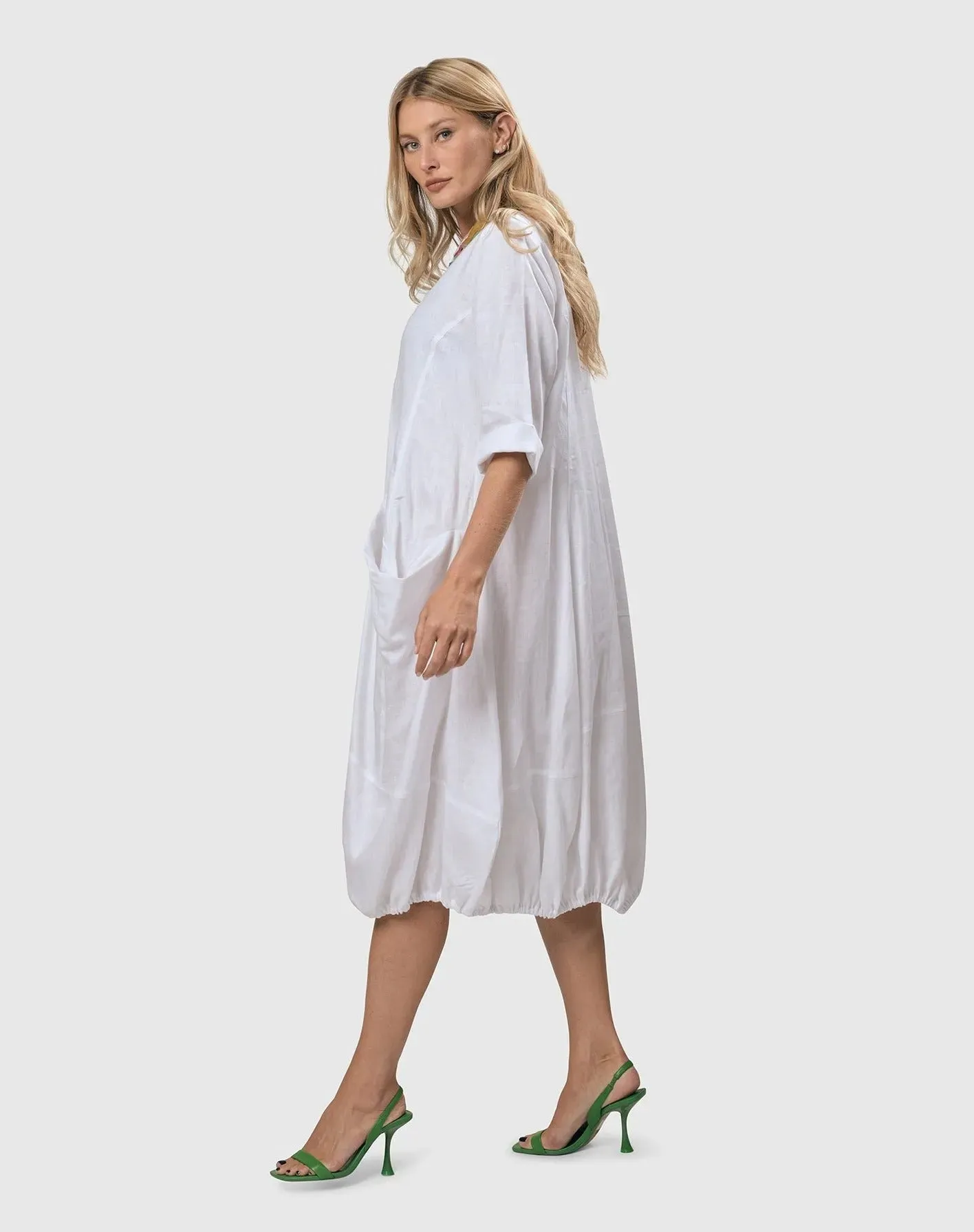 Island Linen Wonderful Dress, White