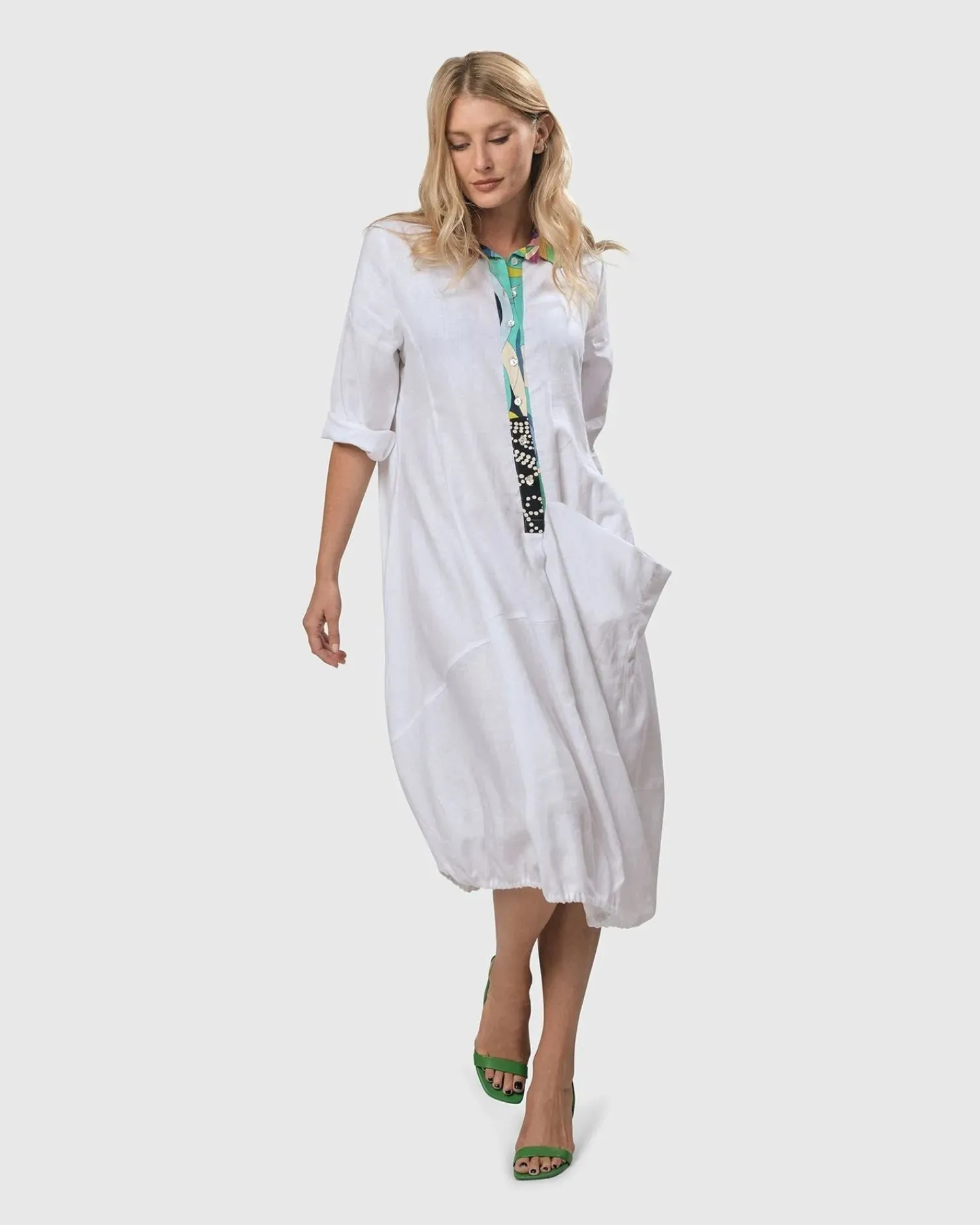 Island Linen Wonderful Dress, White