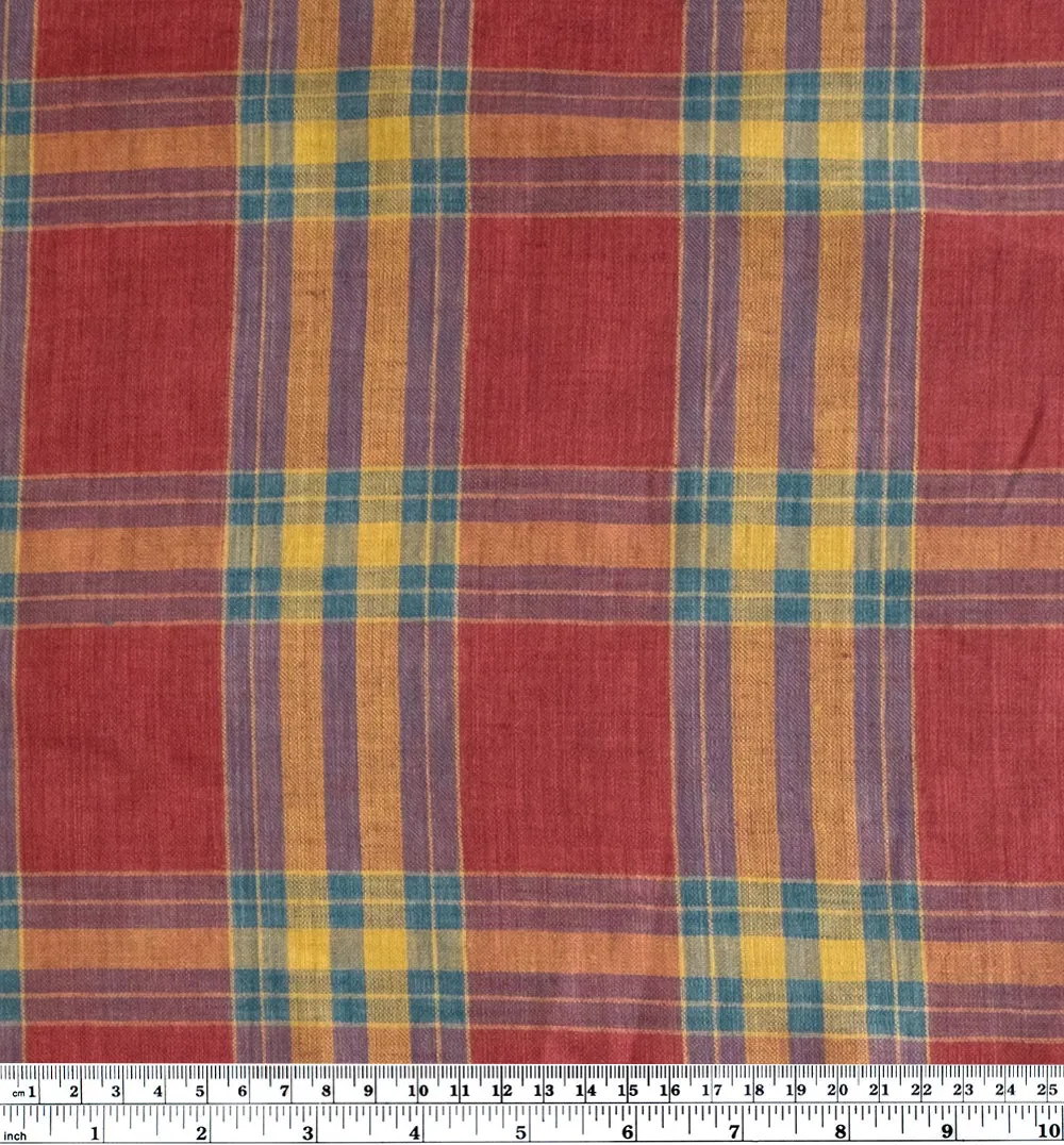 Jumbo Plaid Yarn Dyed Linen - Garnet