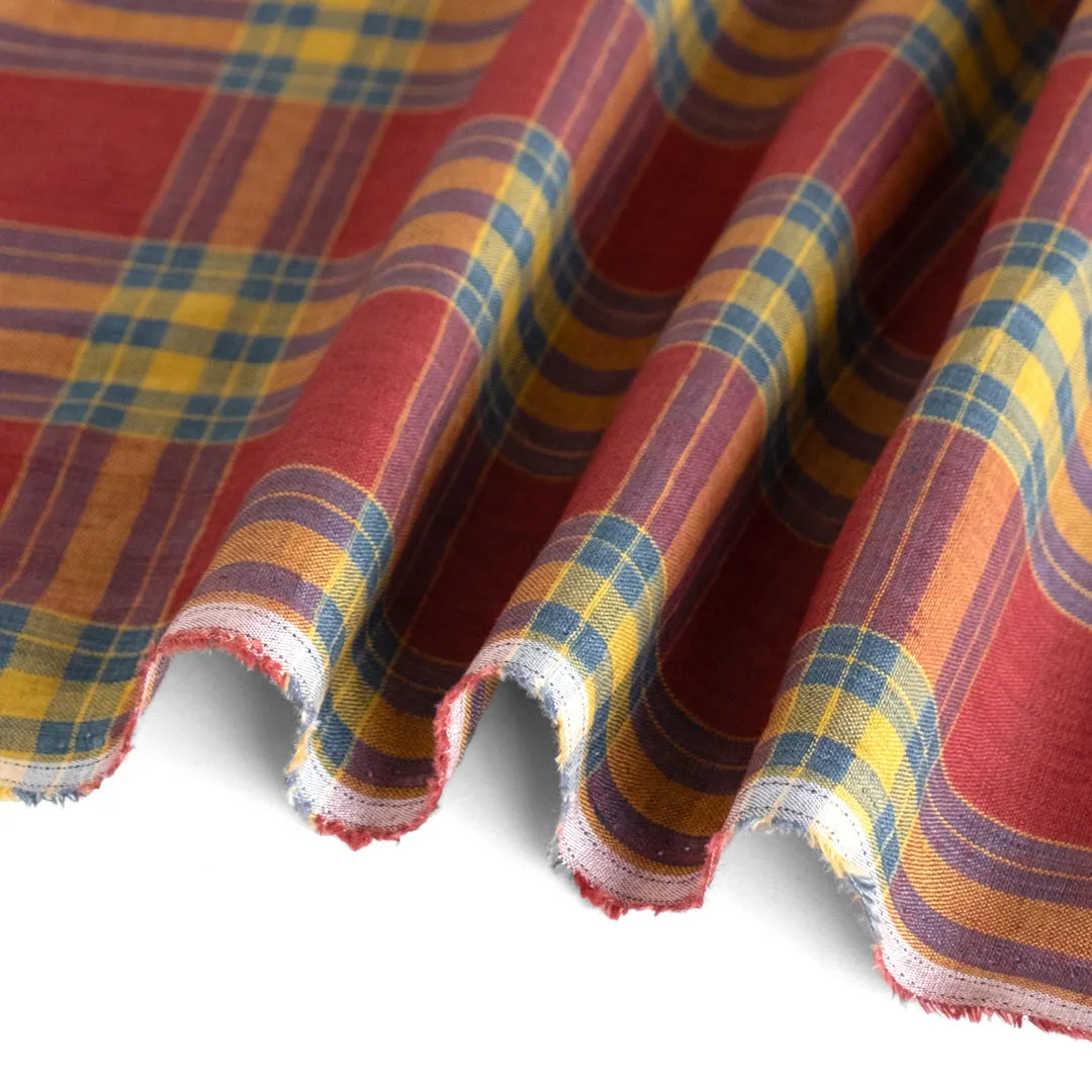 Jumbo Plaid Yarn Dyed Linen - Garnet