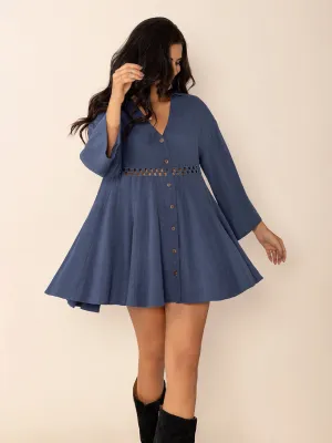 kesley Cutout Johnny Collar Long Sleeve Mini Dress